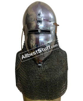 Set of 5 Medieval Klappvisier Bascinet 14 Gauge Helmet from 1370 AD